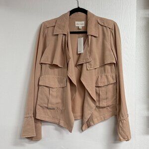 Ella Moss Tencel Chambray Open Front Jacket Blush Pink Size XS